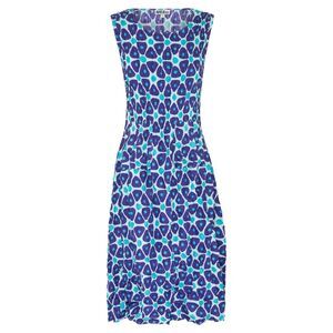 NWT Alquema Smash Pocket Sleeveless Dress Blue Geometric Crinkle Satin Midi M